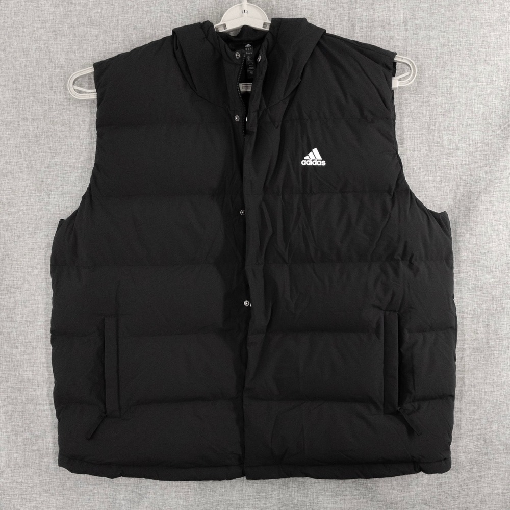 adidas Helionic Hooded Down Fill Puffer Vest Men's 3XL Black 600 Fill HG6277